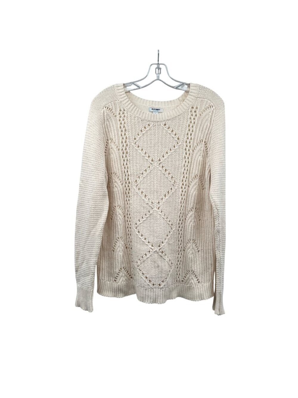 Old Navy Womens Open Knit Sweater Long Sleeve Cream Size Large